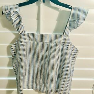 Striped Sleeveless Linen Tank Top- Small but fits medium to large.